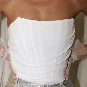 12th Tribe LULU WHITE MESH CORSET TOP
